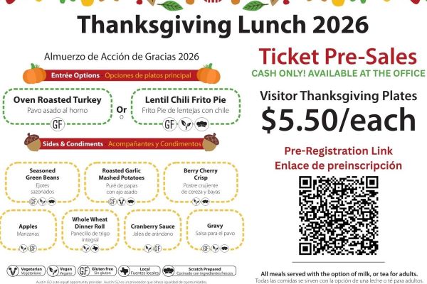 Thanksgiving Lunch Wednesday, November 18th. Visitors $5.50 per plate